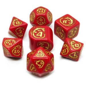 DRAGONS MODERN RED GOLD SET 7 DADI
